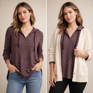 Olive & Oak Burgundy Striped Hoodie